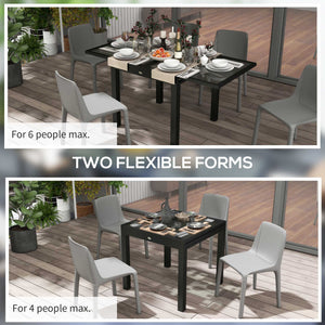 Table de salle à manger extensible en aluminium et verre trempé