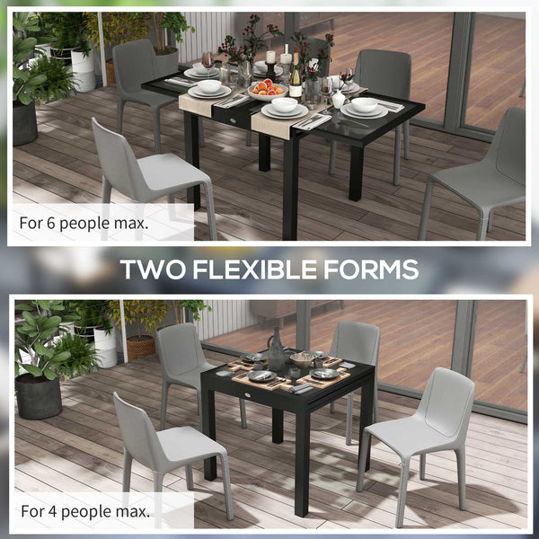 Table de salle à manger extensible en aluminium et verre trempé