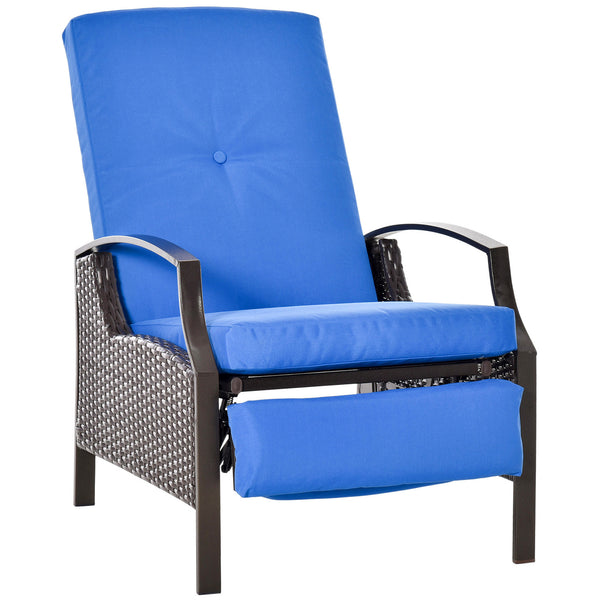 Fauteuil inclinable en rotin, bleu
