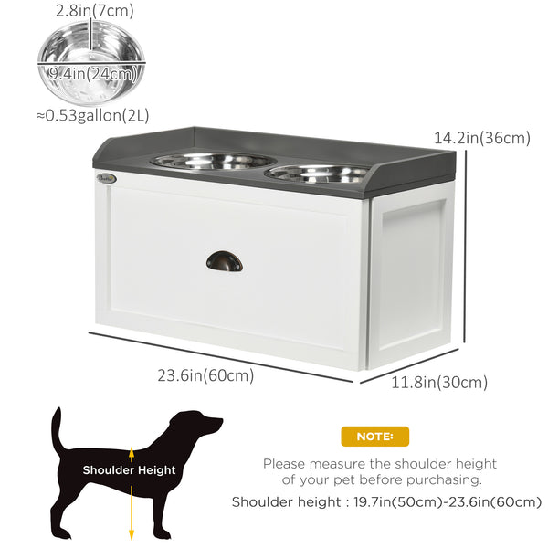 Gamelles surélevées pour chiens avec rangement, blanc