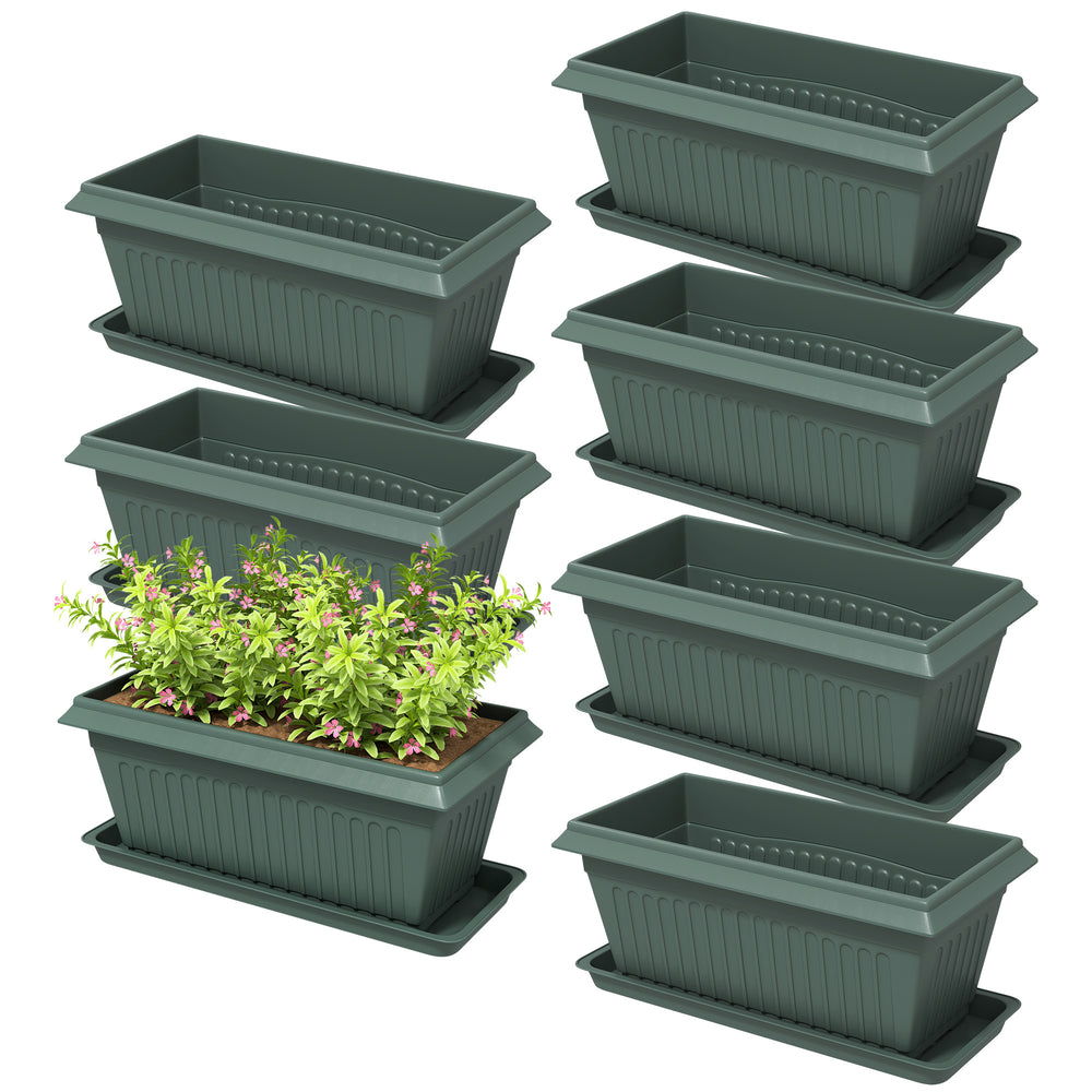 Lot de 7 pots de fleurs en plastique avec trous de drainage et soucoupes