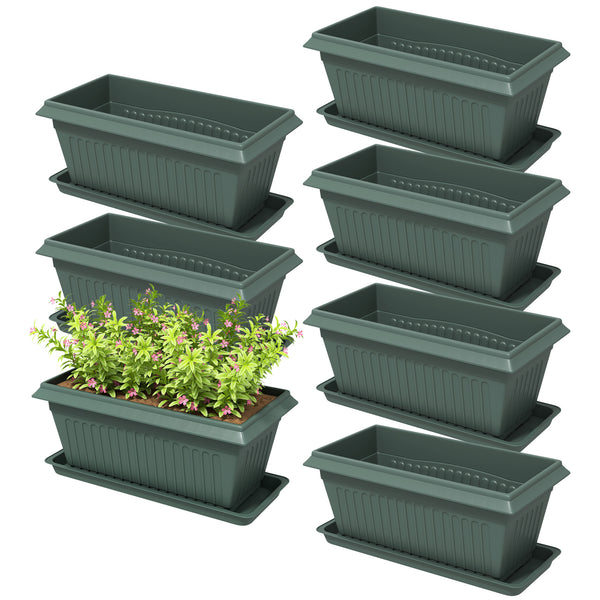 Lot de 7 pots de fleurs en plastique avec trous de drainage et soucoupes