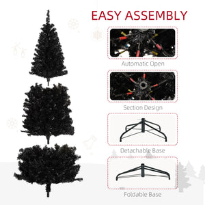 Sapin de Noël artificiel noir de 6 pieds avec ouverture automatique