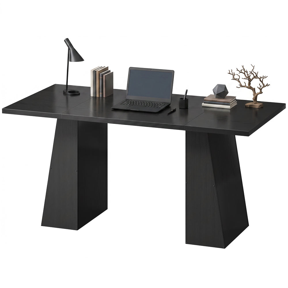 Bureau de travail 63 po à piètement trapézoïdal, noir