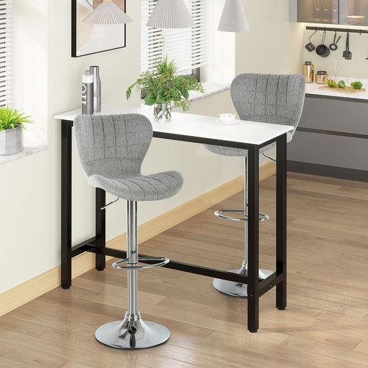 HOMCOM Set of 2 Adjustable Height Swivel Bar Stools with Footrest for Kitchen Dining Pub, Grey