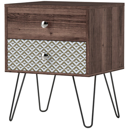 Table d'appoint avec tiroirs pour chambre à coucher ou salon, marron
