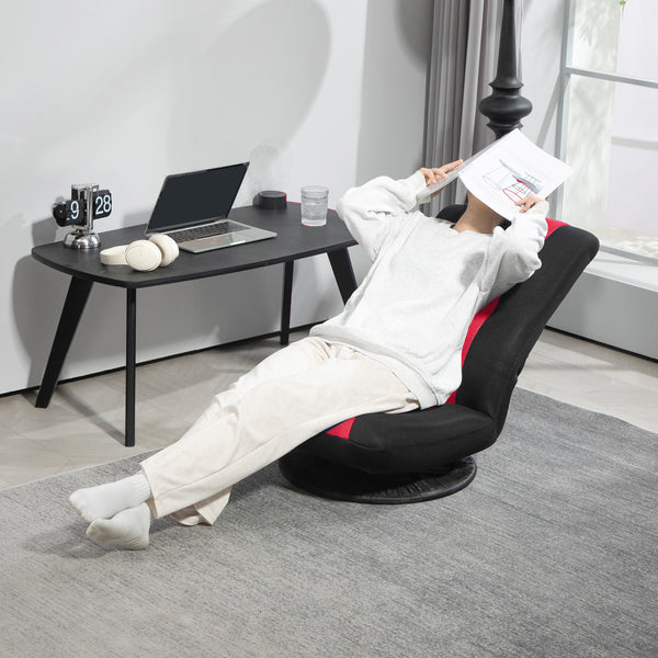 Chaise de sol pliante pivotante à 360 degrés, réglable sur 6 positions, rouge