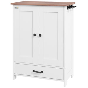Station de rangement pour nourriture pour chiens avec gamelles, blanc