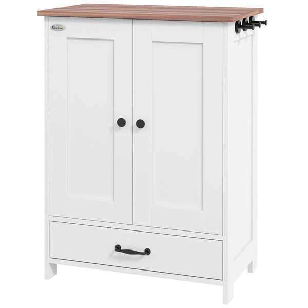 Station de rangement pour nourriture pour chiens avec gamelles, blanc