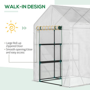 Outdoor greenhouse with 2-tier shelf