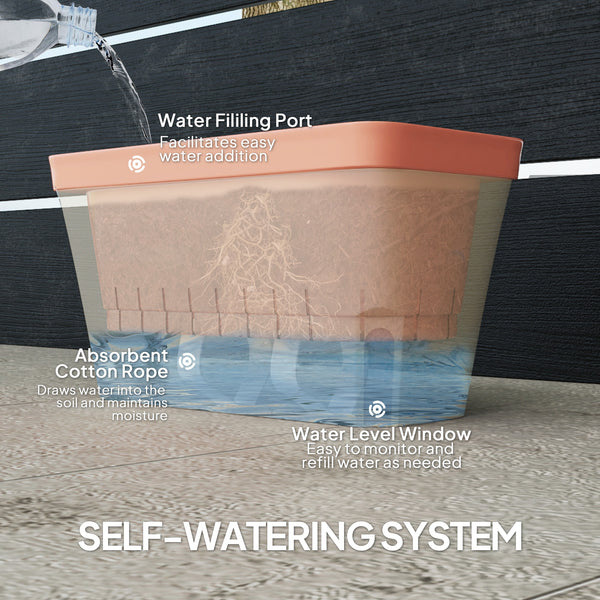 Lot de 3 pots de fleurs à arrosage automatique