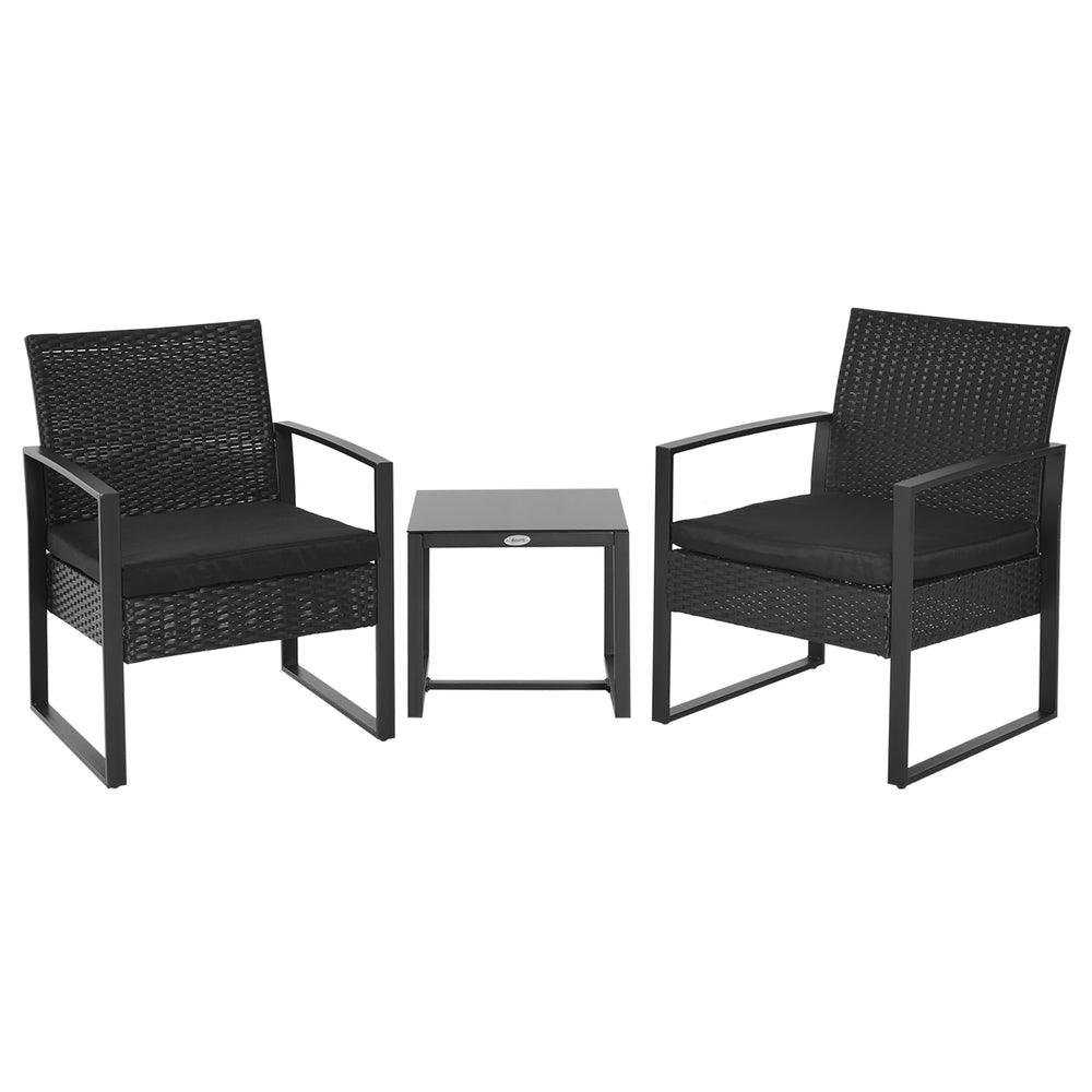 Ensemble de mobilier de jardin 3 pièces en résine tressée, noir