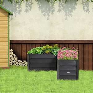 L-shaped raised garden bed in galvanized steel, 114 x 114 x 43 cm, dark grey