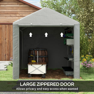 Abri portable avec structure en acier galvanisé et grande porte, gris clair