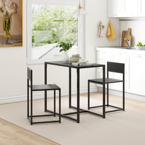 Ensemble table et chaises de salle à manger, style industriel, pour 2 personnes, idéal pour les petits espaces, noir