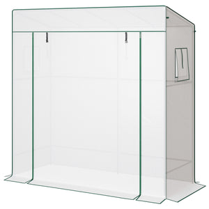 Lean-to greenhouse for tomatoes with reinforced PE cover