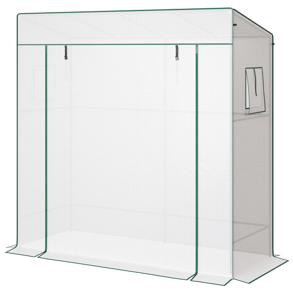 Lean-to greenhouse for tomatoes with reinforced PE cover
