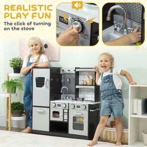 Cuisine pour enfant avec bouton de commande sonore et accessoires, marron foncé