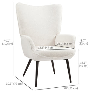 Fauteuil d'appoint Sherpa rembourré à oreilles moelleux, blanc crème