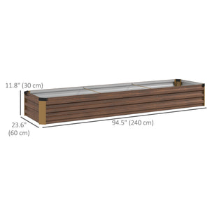 Jardinière surélevée galvanisée 2,44 m x 0,61 m x 0,30 m, marron