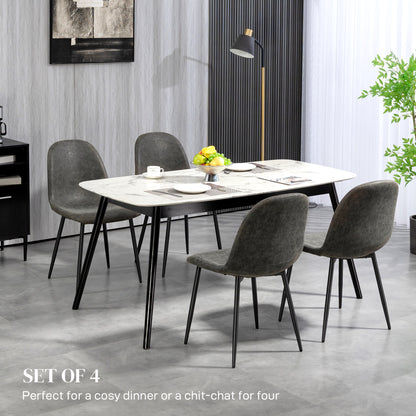 Lot de 4 chaises de salle à manger rétro rembourrées en cuir synthétique