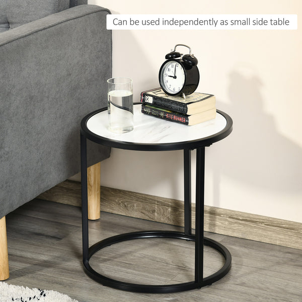 Lot de 2 tables rondes gigognes, blanc et noir