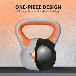 Kettlebell de 18 lb avec poignée large et base stable – Orange et gris