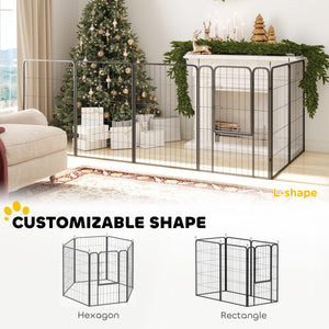 Heavy-Duty 6-Panel Dog Playpen with Door and Strap