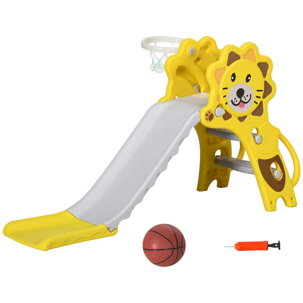 Toboggan 3 en 1 pour tout-petits avec motif lion, de 18 à 36 mois, jaune