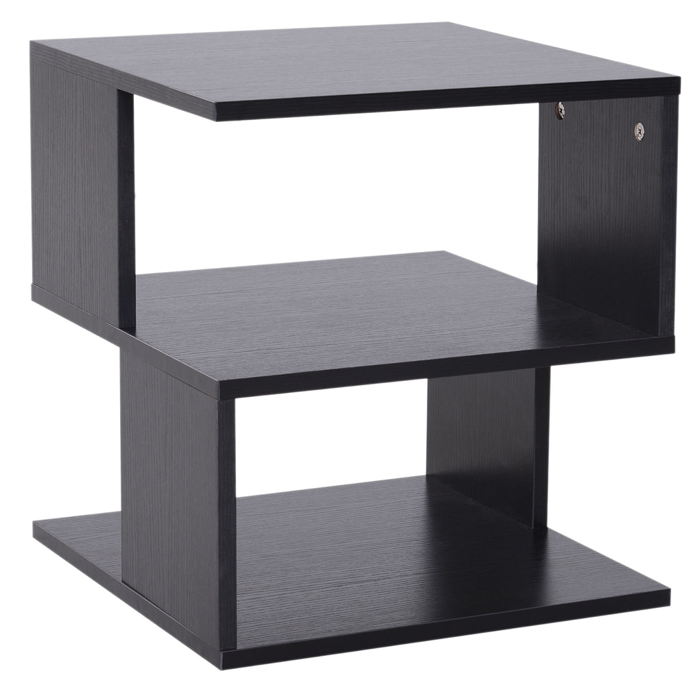 Table d'appoint carrée moderne à 3 niveaux en bois, noir