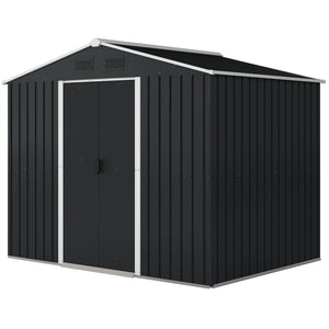 Abri de jardin en métal avec portes coulissantes verrouillables et aérations