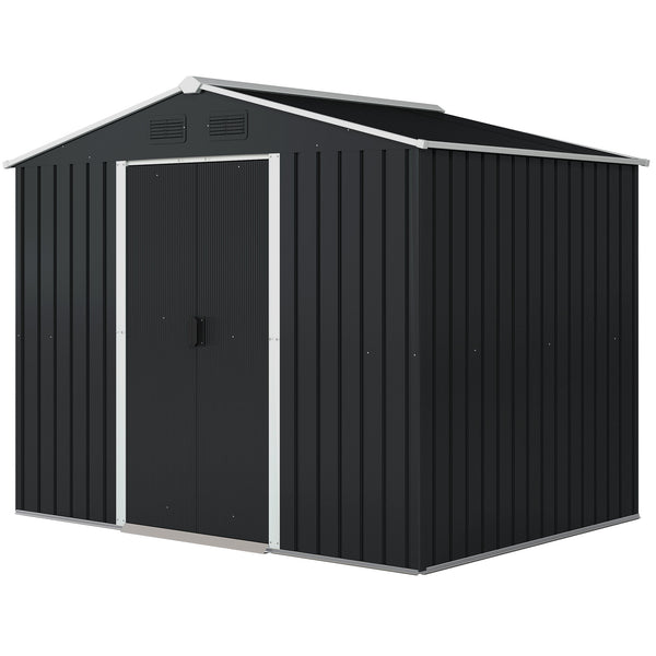 Abri de jardin en métal avec portes coulissantes verrouillables et aérations