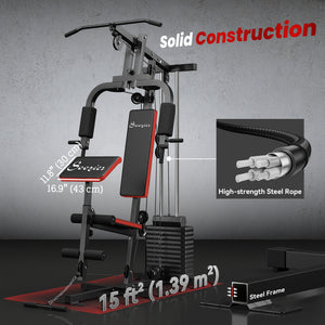 Appareil de musculation multifonction avec une colonne de poids de 65 kg