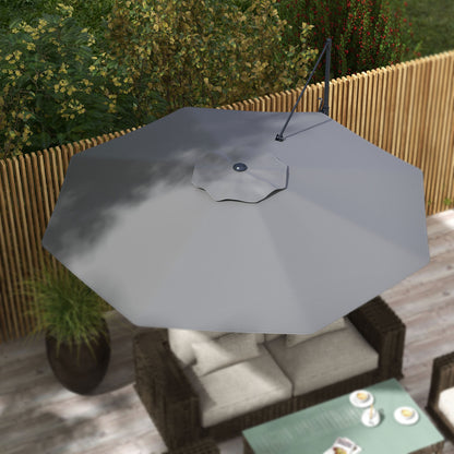 Outsunny Sunshade Sanctuary: 10FT Offset Cantilever Umbrella with 360° Rotating Aluminum Frame, Crank Lift 8 Ribs Cross Base Gray |
