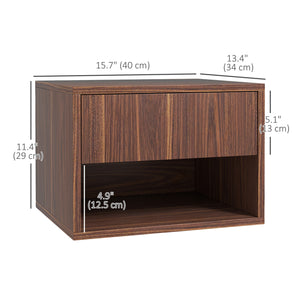 Lot de 2 tables de chevet flottantes avec tiroir, marron