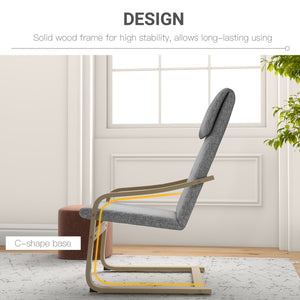 Fauteuil d’appoint rembourré avec accoudoirs et structure en bois – Gris foncé