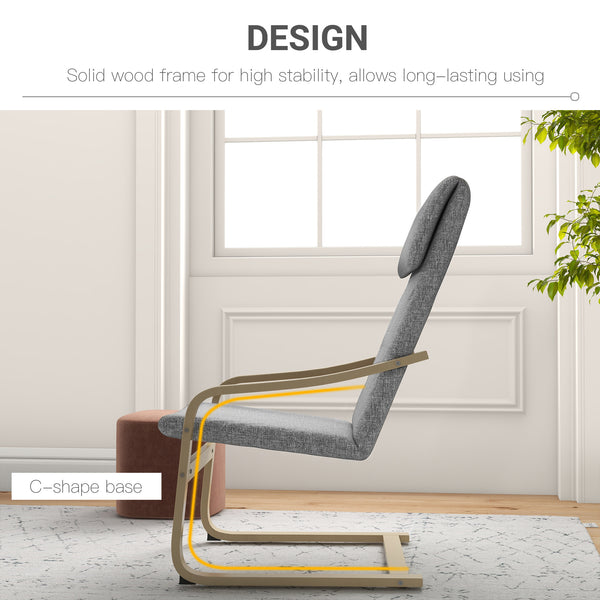 Fauteuil d’appoint rembourré avec accoudoirs et structure en bois – Gris foncé