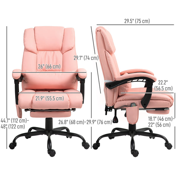 Fauteuil de massage vibrant à 6 points avec repose-pieds rétractable, rose