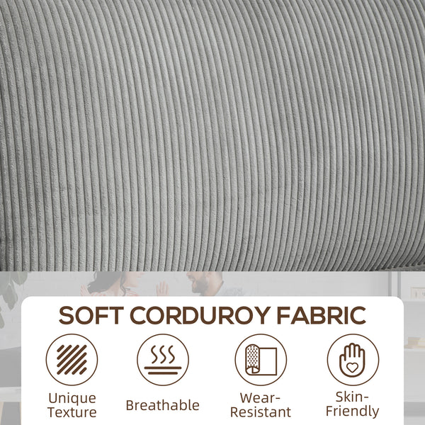 Canapé 3 places en tissu avec coussin à ressorts et porte-gobelets, gris clair