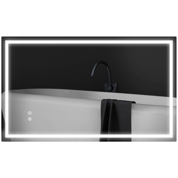 Miroir de salle de bain avec éclairage LED, revêtement antibuée et bouton tactile