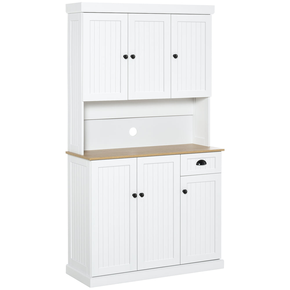 Buffet de cuisine avec support pour four à micro-ondes, blanc