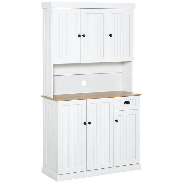 Buffet de cuisine avec support pour four à micro-ondes, blanc