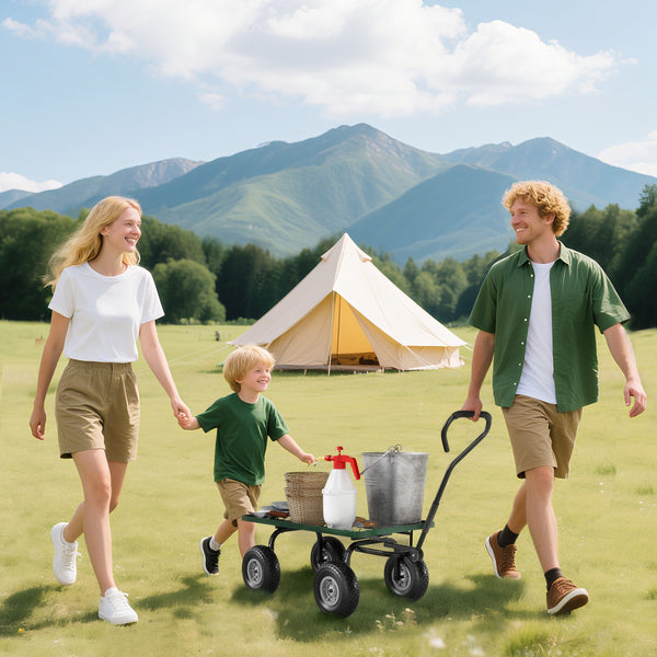 Chariot de jardin robuste avec roues de 10 pouces, noir