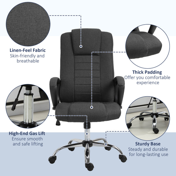 High-back office chair, anthracite grey