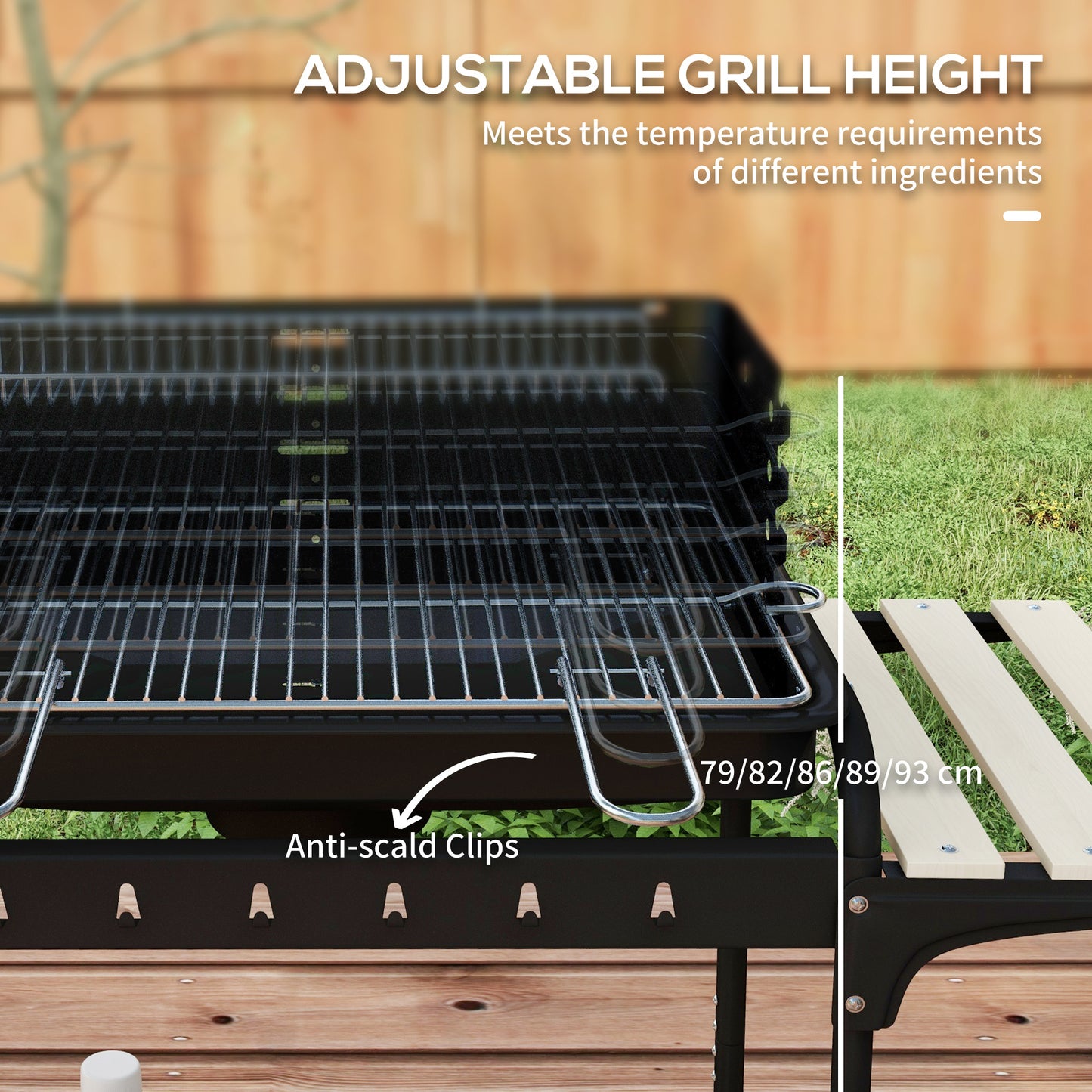 Outsunny Adjustable Height Charcoal BBQ Grill, Portable BBQ Cart with Ash Catcher and Wheels, Black