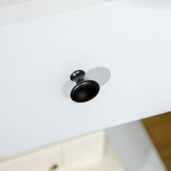 Lot de 2 tables d'appoint avec tiroir et étagère inférieure, blanc