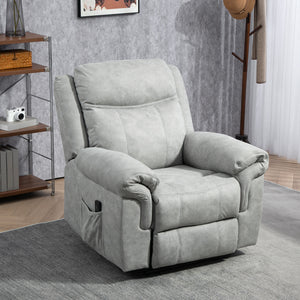 Fauteuil inclinable manuel avec massage par vibrations, poches latérales, en microfibre grise