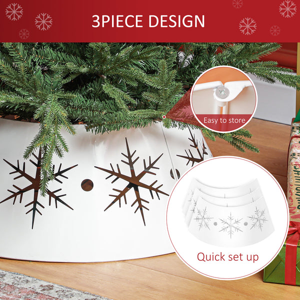 Cache-pied pour sapin de Noël de 66 cm avec motifs de flocons de neige blanc