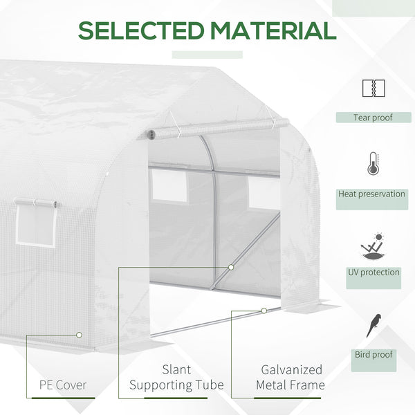 Portable garden tunnel greenhouse - White