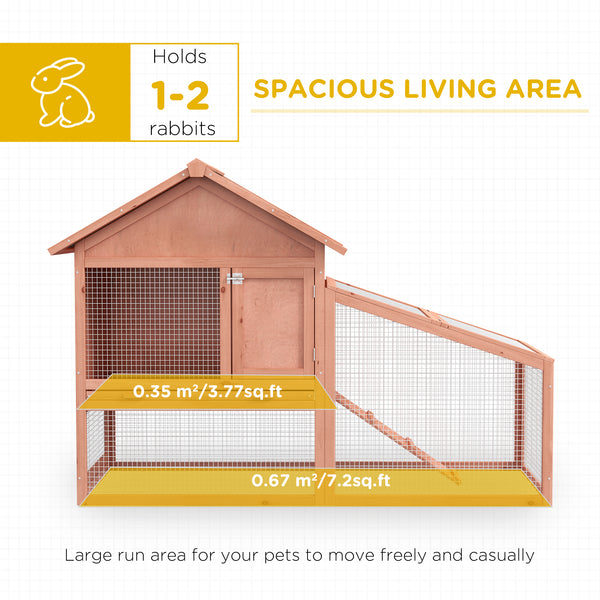 Outdoor 2-Tier Rabbit Hutch with Removable Tray, Ramp, and Asphalt Roof